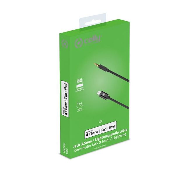 CELLY kabl lightning na 3.5mm - USBLIGHT35MMBK