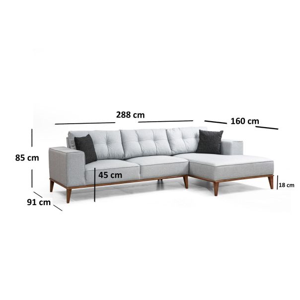 ATELIER DEL SOFA Ugaona garnitura Montana, desna, svetlosiva - 560ARE1103