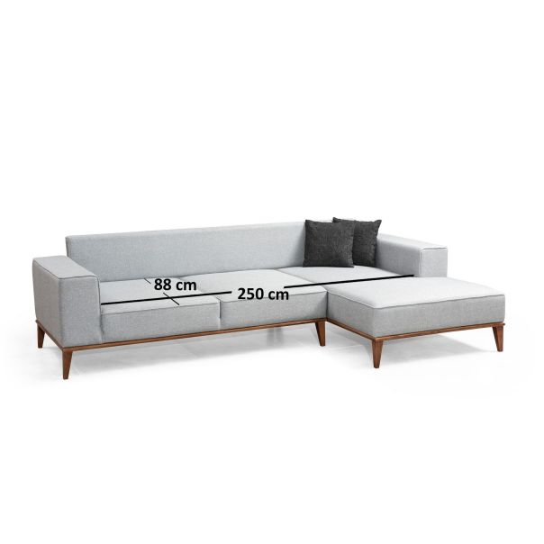 ATELIER DEL SOFA Ugaona garnitura Montana, desna, svetlosiva - 560ARE1103