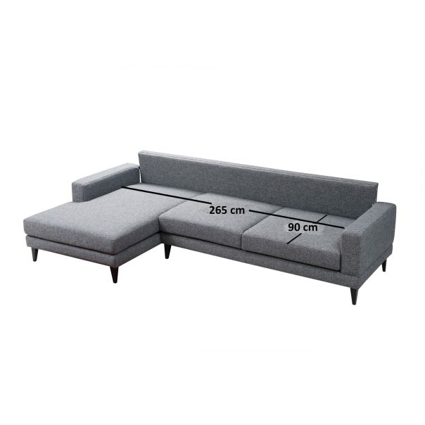 ATELIER DEL SOFA Ugaona garnitura Nordic, leva, tamnosiva - 560ARE1112