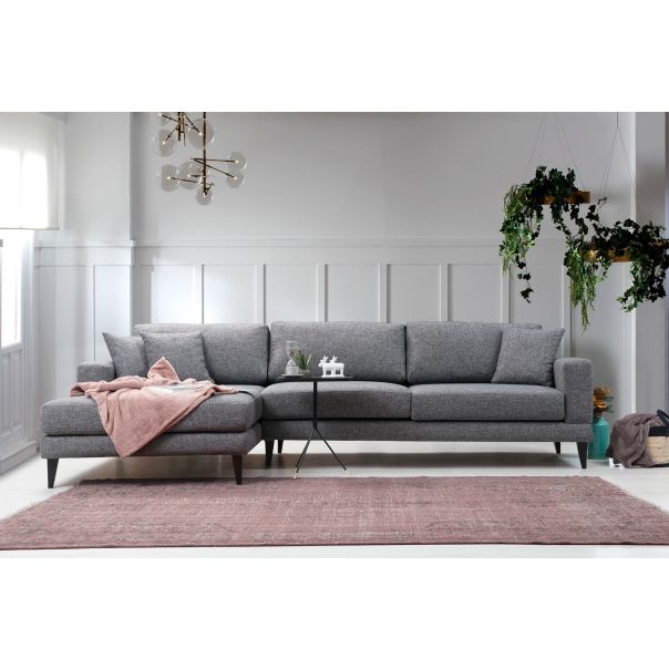 ATELIER DEL SOFA Ugaona garnitura Nordic, leva, tamnosiva - 560ARE1112