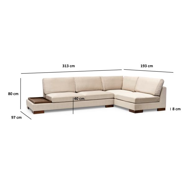 ATELIER DEL SOFA Ugaona garnitura Tulip, desna sa stalkom, bež - 560ARE1158