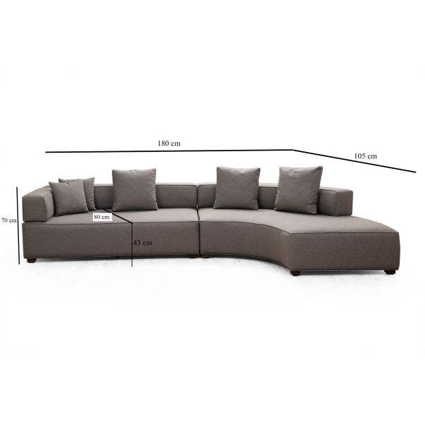 ATELIER DEL SOFA Ugaona garnitura Gondol-1, siva - 560ARE1202