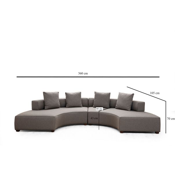 ATELIER DEL SOFA Ugaona sofa Gondol-2, siva - 560ARE1203