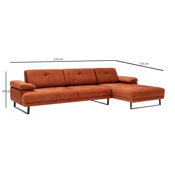 ATELIER DEL SOFA Ugaona garnitura Mustang Small, desna, narandžasta - 560ARE1214