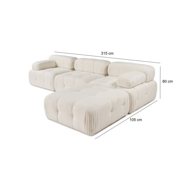 ATELIER DEL SOFA Ugaona garnitura Doblo, krem - 560ARE1235
