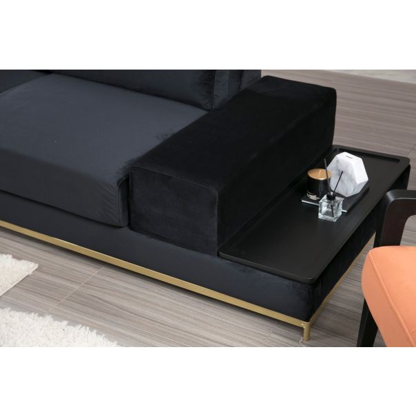 ATELIER DEL SOFA Trosed sa bočnim stočićem, crna - 560ARE1315