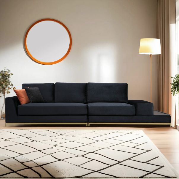 ATELIER DEL SOFA Trosed sa bočnim stočićem, crna - 560ARE1315