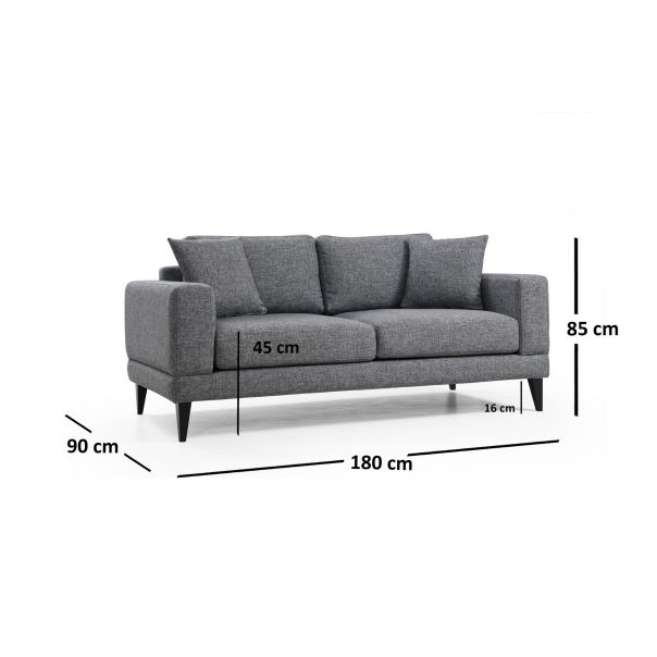 ATELIER DEL SOFA Dvosed Nordic, tamnosiva - 560ARE1504