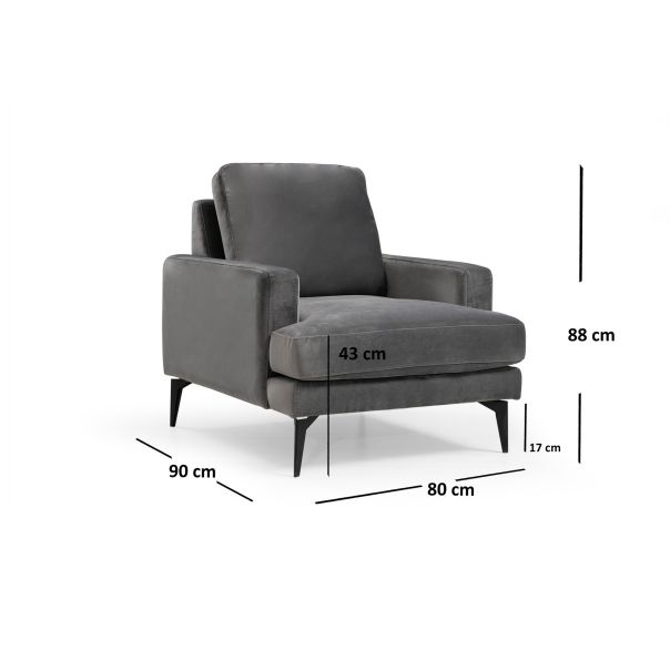 ATELIER DEL SOFA Fotelja Papira Armchair, antracit - 560ARE1704
