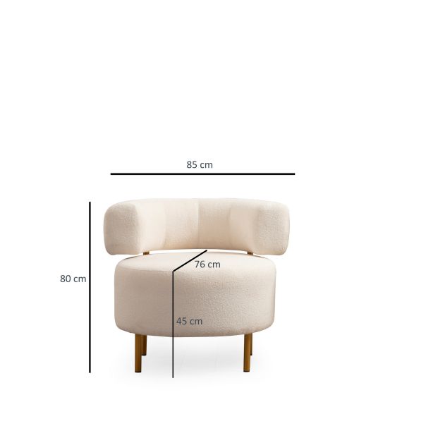 ATELIER DEL SOFA Fotelja River Round, bela - 560ARE2113
