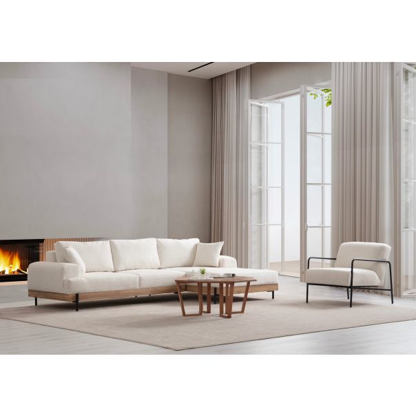 ATELIER DEL SOFA Ugaona garnitura Eti Oak, desna, bela - 560ARE2126