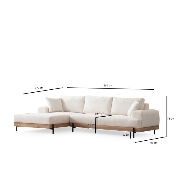 ATELIER DEL SOFA Ugaona garnitura Eti Oak, leva, bela - 560ARE2127