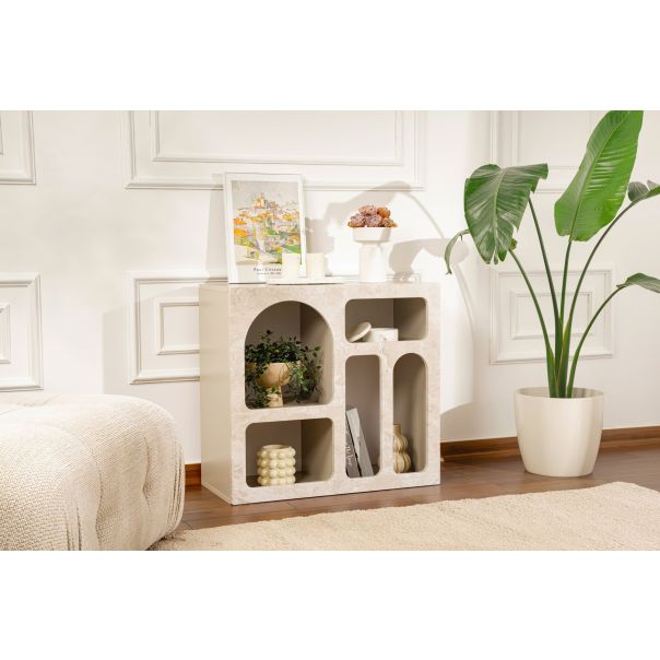 NORDURE Konzolni sto Lessa, mermerna krem - EP3057878