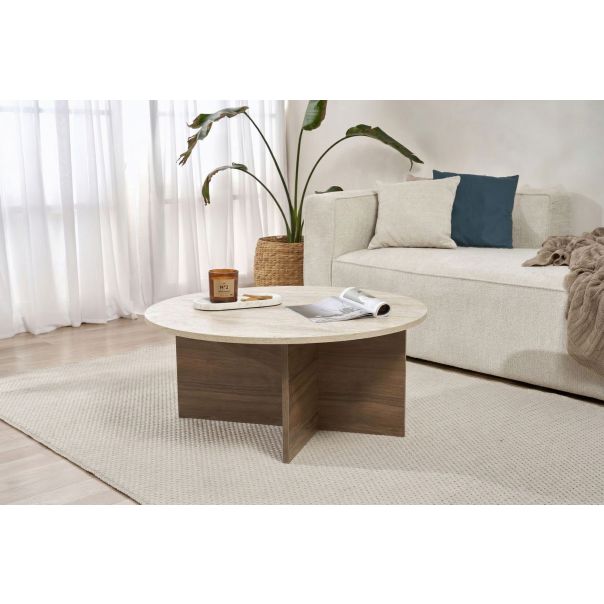 NORDURE Klub sto Soleil, mermerna krem/braon - EP3057905