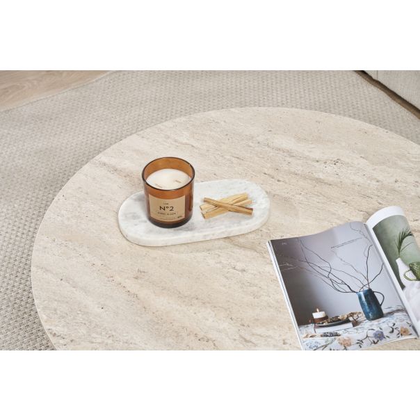 NORDURE Klub sto Soleil, mermerna krem/braon - EP3057905