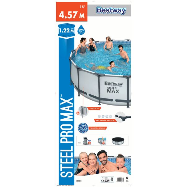 BESTWAY Bazen sa metalnim okvirom, merdevinama i filter pumpom 457x122cm Steel Pro max - 3943