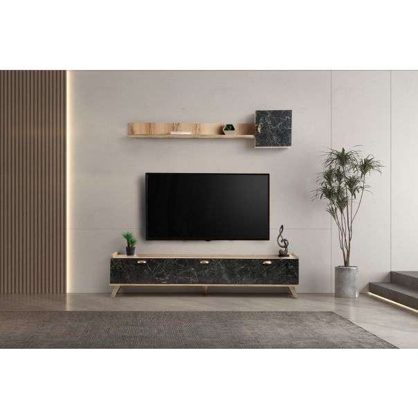 HANAH HOME TV komoda i polica Sumer, braon/crna - 566BMS1152