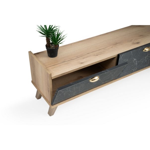 HANAH HOME TV komoda i polica Sumer, braon/crna - 566BMS1152