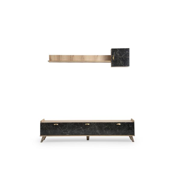 HANAH HOME TV komoda i polica Sumer, braon/crna - 566BMS1152