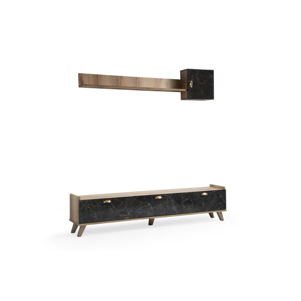 HANAH HOME TV komoda i polica Sumer, braon/crna - 566BMS1152