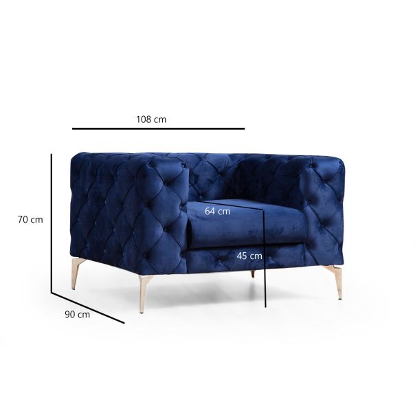 ATELIER DEL SOFA Fotelja Como, tamnoplava - 569HLN1127