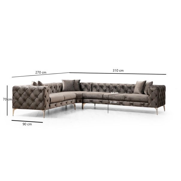 ATELIER DEL SOFA Ugaona garnitura Como, leva, antracit - 569HLN1313