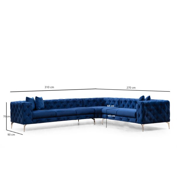 ATELIER DEL SOFA Ugaona garnitura Como, desna, tamnoplava - 569HLN1316
