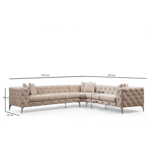 ATELIER DEL SOFA Ugaona garnitura Como, desna, krem - 569HLN1318