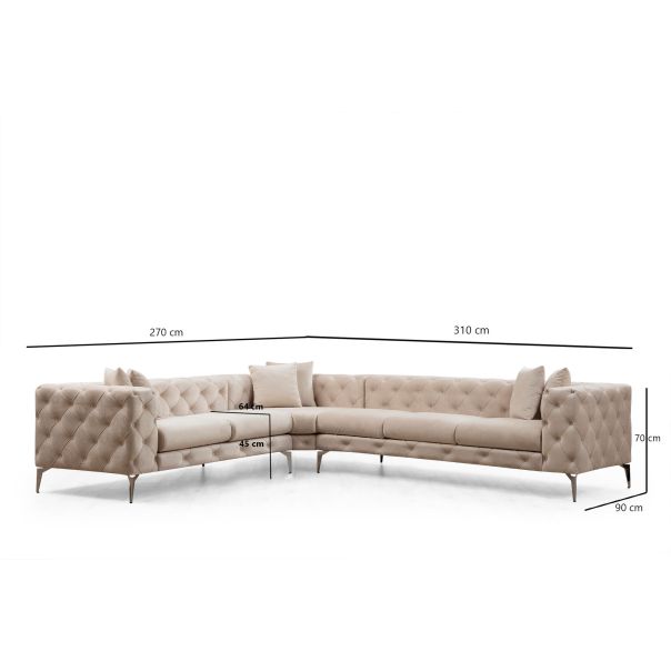 ATELIER DEL SOFA Ugaona garnitura Como, leva, krem - 569HLN1319