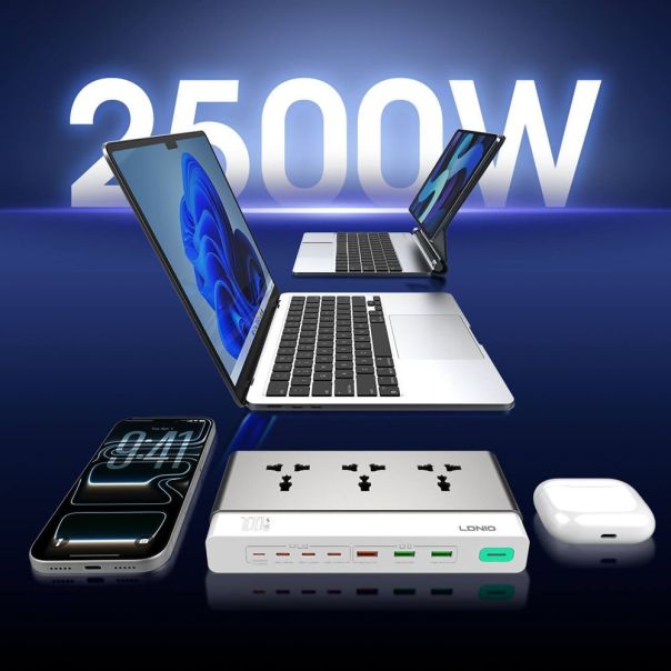 Produzni kabl LDNIO SC3 10-IN-1 3 uticnice 4xPD 3xUSB GaN 65W Total Power 100W 2m - EP3199283