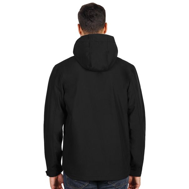 Muška softshell jakna PROTECT – 8.000 mm, kapuljača u kragni, OEKO-TEX, crna – veličina L - EP3259241