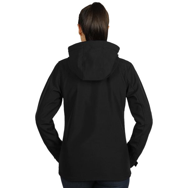 Ženska softshell jakna PROTECT – 8.000 mm, strukirani kroj, podesiva kapuljača, crna – veličina M - EP3259256