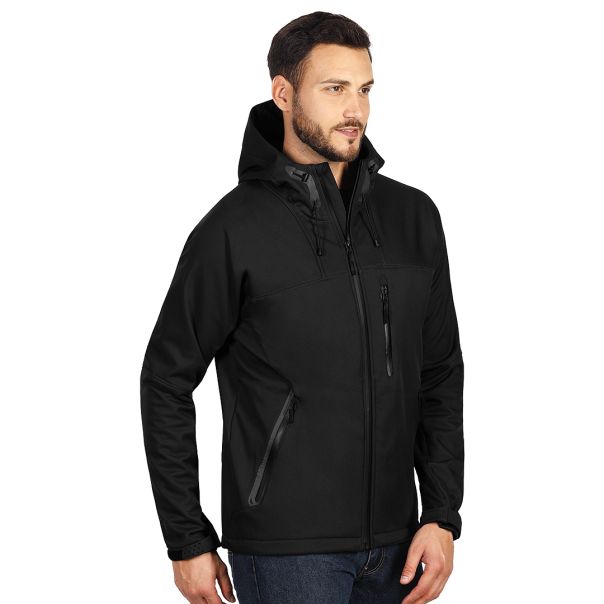 Softshell jakna BLACK PEAK – 8.000 mm, raglan rukavi, vodootporni rajsferšlusi, crna – veličina XL - EP3259310