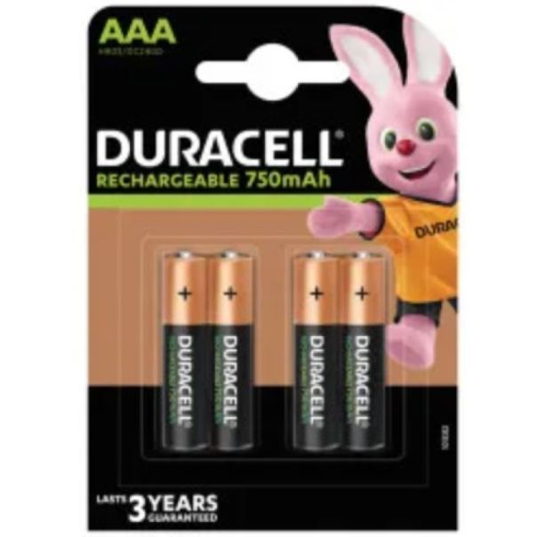 DURACELL Punjiva baterija AAA 750mAh R3 MN2400, NiMH, 4 kom (cena po komadu) - 45522
