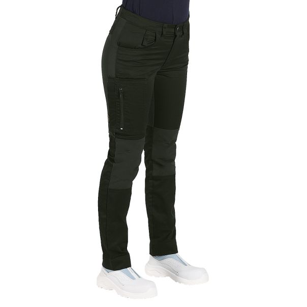 Ženske radne pantalone ROVER WOMEN – elastični paneli na kolenima, YKK, maslinaste – veličina 42 - EP3258586
