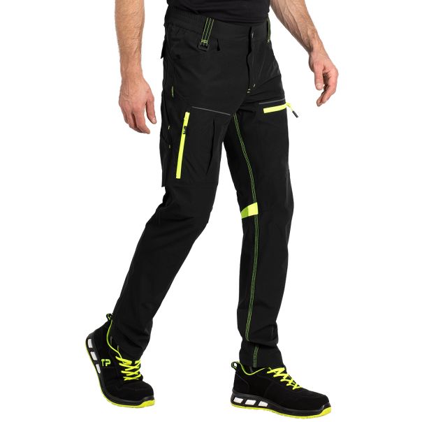 Letnje radne pantalone PANTHER PANTS S – lagani 4-way stretch 140 g/m², YKK, neon žute – veličina 58 - EP3258574