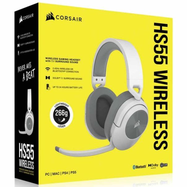 CORSAIR Bežične gaming slušalice HS55 CA-9011281-EU, bela - CA-9011281-EU