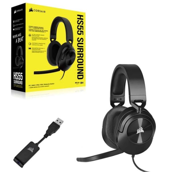 CORSAIR Gaming žične slušalice HS55 Stereo CA-9011260-EU, crna - CA-9011260-EU