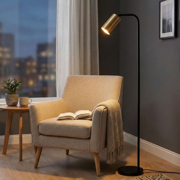 OPVIQ Podna lampa Emek 4081, crna/zlatna - EP3008612