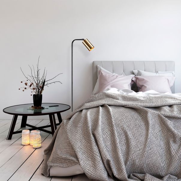 OPVIQ Podna lampa Emek 4081, crna/zlatna - EP3008612