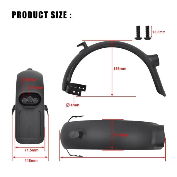 Zadnji blatobran za elektricni trotinet Xiaomi mi4 Ultra crni - 224011-1