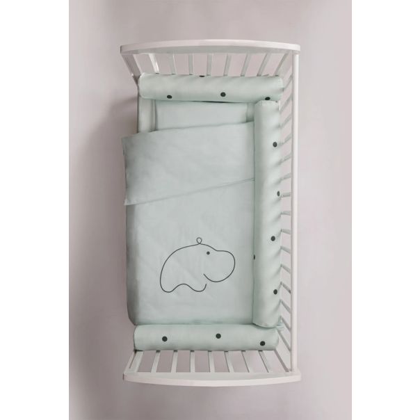 STEFAN Posteljina sa ogradicom od  pamučnog satena boje mint - 588-mint