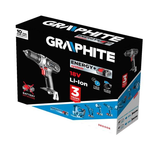 GRAPHITE Aku bušilica - odvijač 18V Li-Ion, Solo, bez baterije i punjača - 58G006