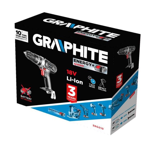GRAPHITE Aku udarna bušilica - odvijač, Solo, bez baterije i punjača - 58G010
