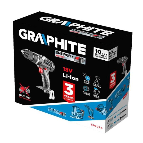 GRAPHITE Aku udarna bušilica - odvijač, Solo, bez baterije i punjača - 58G020