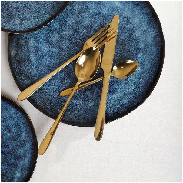 DEKOR DOM Pribor za jelo 16/1 Abele, mat zlatna - 038994