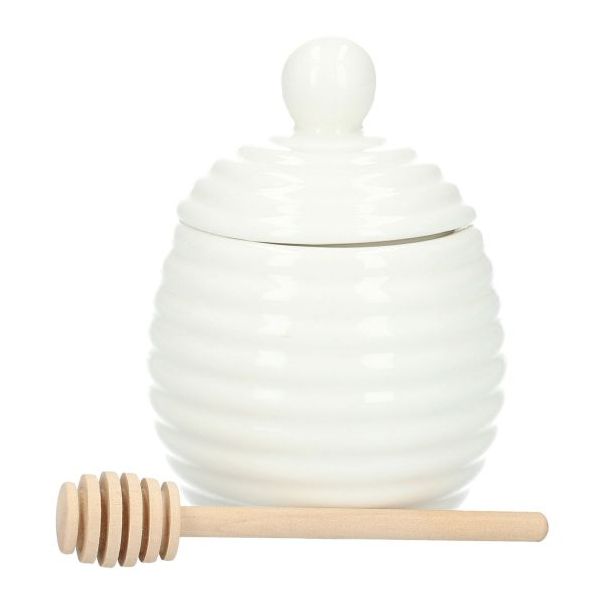 DEKOR DOM Posuda za med 9x12cm Bambou, bela - 038926-1