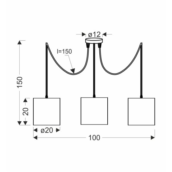 Candi Lux Viseća Lampa Crna 3 3x40W E27 - 15107-1
