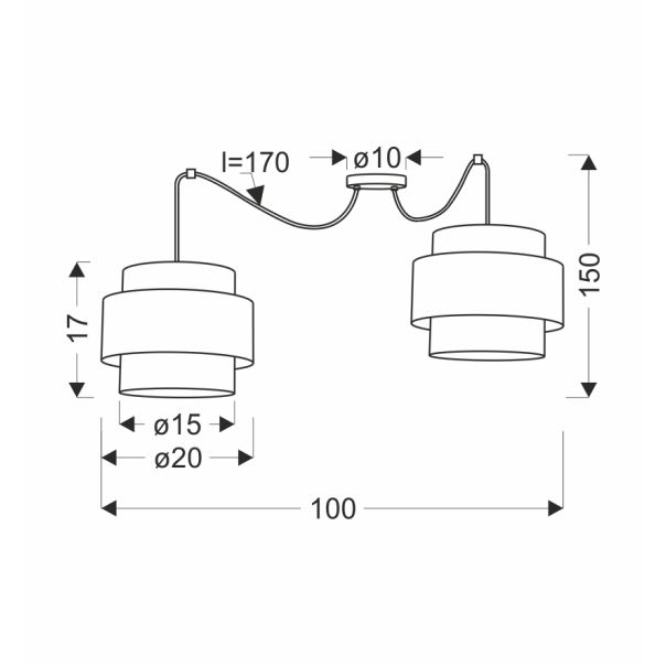 Benta 5 Visilica Crna Krem 2x40W E27 - 15102-1
